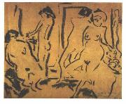 Ernst Ludwig Kirchner Female nudes in a atelier oil painting on canvas